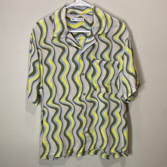 Zara electric eclectic shirt button up‎ shirt sleeve - Picture 1 of 9